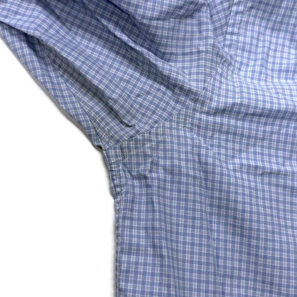 Eton Button Up Shirt Mens 15.75 15 3/4 - 40 Medium Blue Check Long Sleeve Spread - Picture 7 of 9
